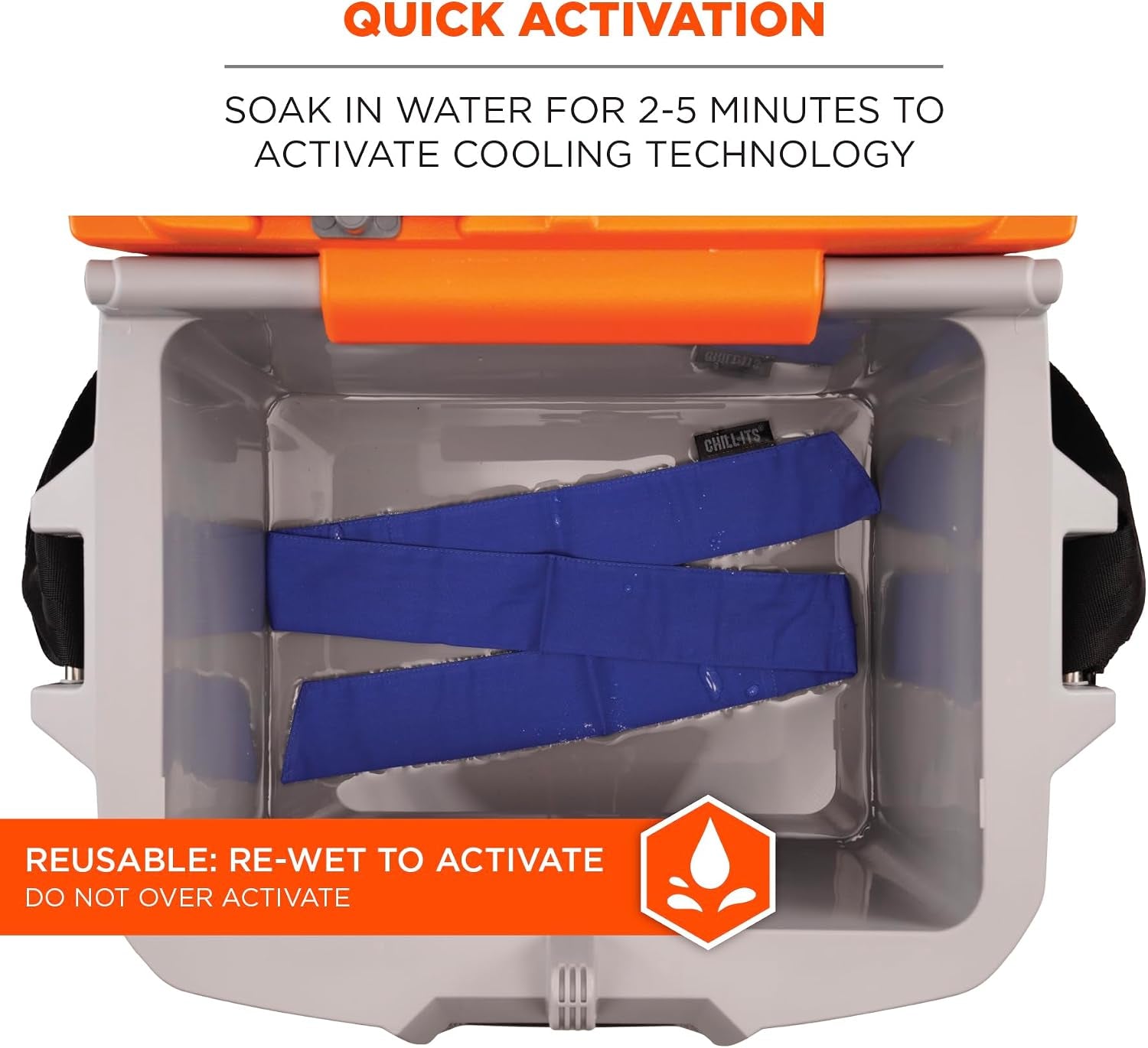 Chill Its 6705 Cooling Bandana, Evaporative Polymer Crystals for Cooling Relief, Quick and Secure Fit , Blue