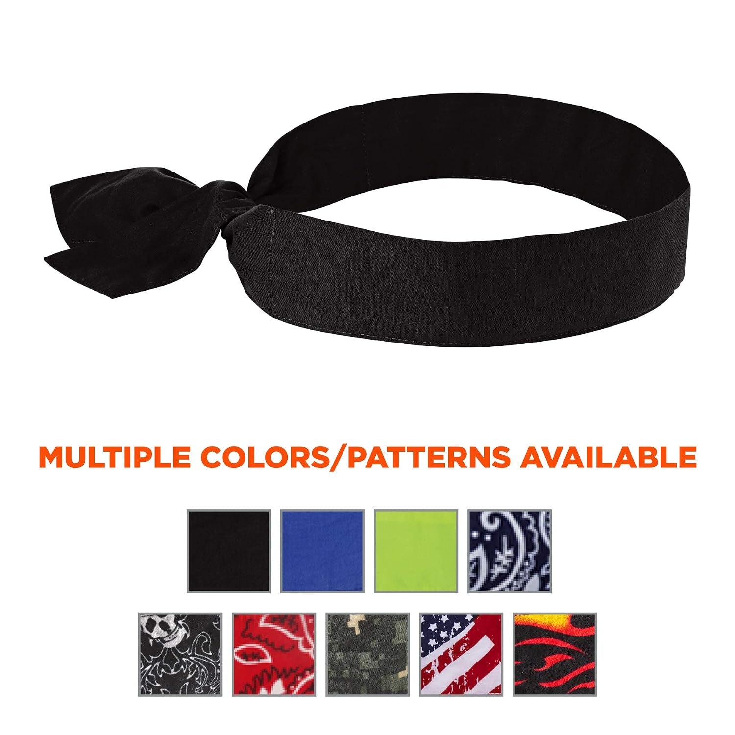 Chill Its 6700 Cooling Bandana, Evaporative Polymer Crystals for Cooling Relief, Tie for Adjustable Fit, 6-Pack, Black