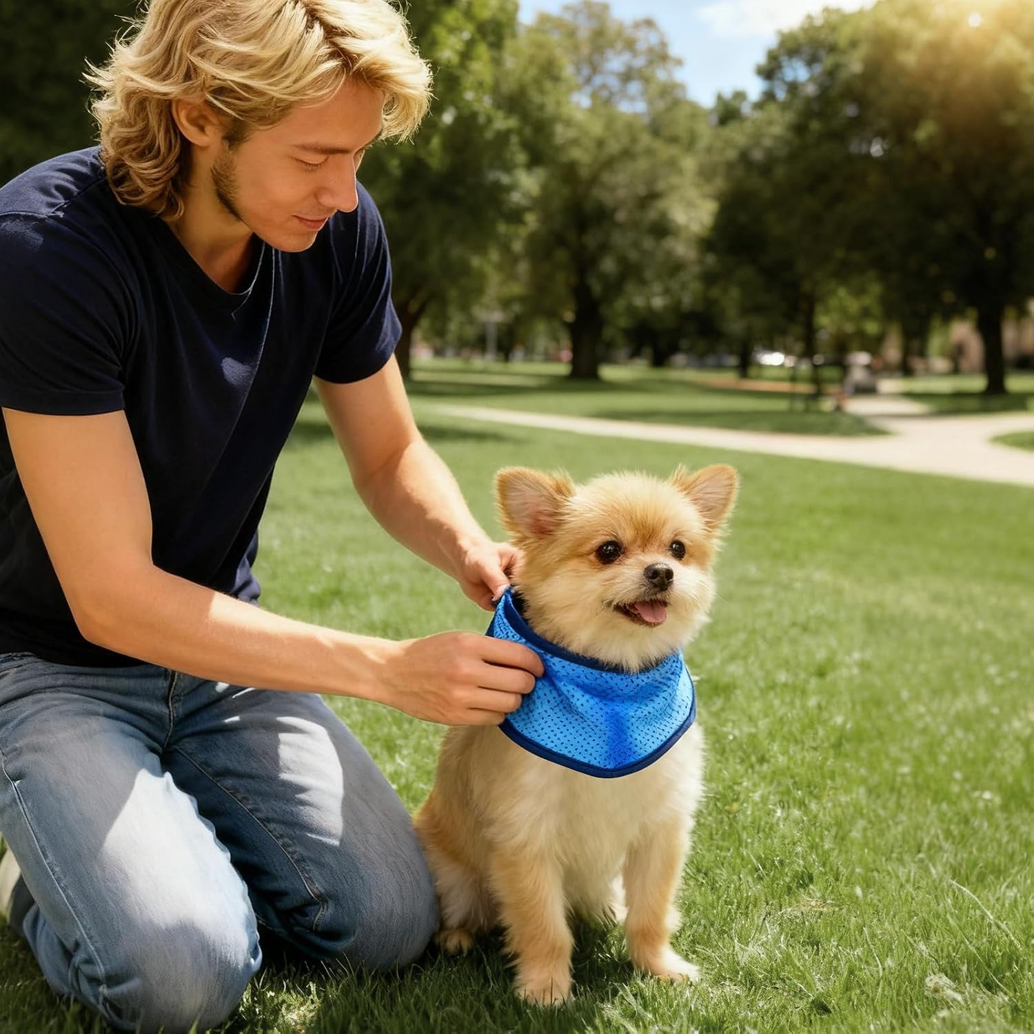 Cooling Dog Bandana, Reversible Ice Scarf for Small, Medium & Large Dogs, Breathable Neck Wrap, Dog Cooling Accessories for All-Year Use，Medium