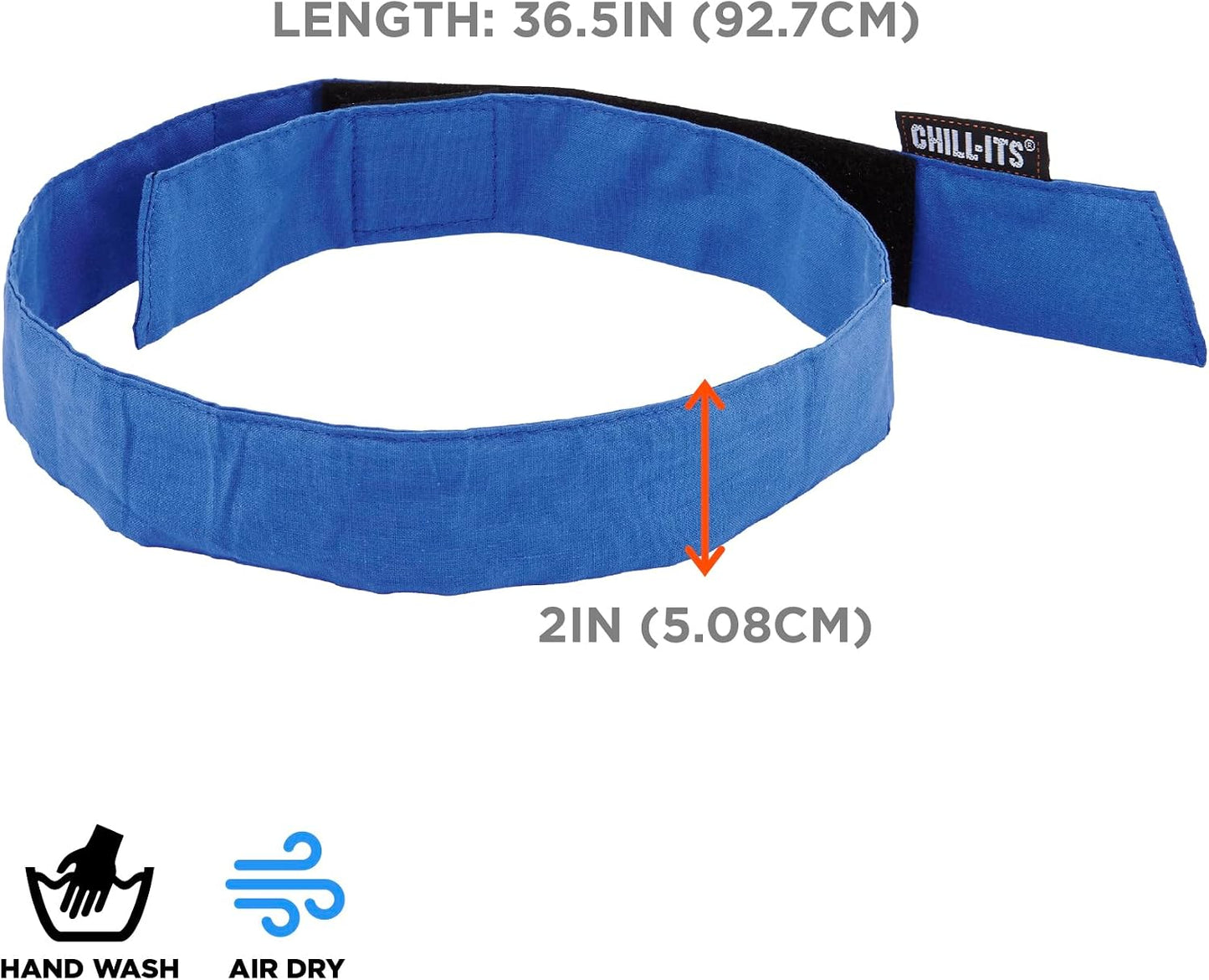 Chill Its 6705 Cooling Bandana, Evaporative Polymer Crystals for Cooling Relief, Quick and Secure Fit , Blue