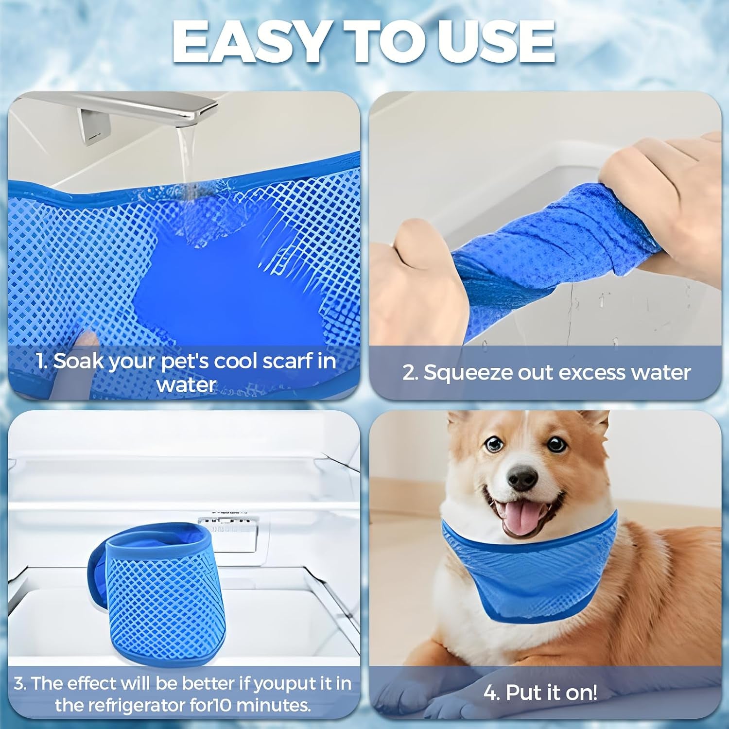 Cooling Dog Bandana, Reversible Ice Scarf for Small, Medium & Large Dogs, Breathable Neck Wrap, Dog Cooling Accessories for All-Year Use，Medium